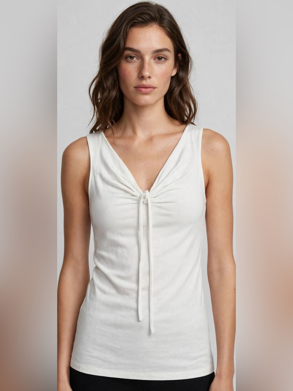 Liz Claiborne White Tie-Front Tank Top